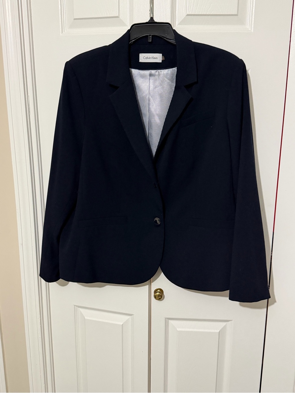 Calvin Klein Women's Dark Navy Single-Button Blazer 24w